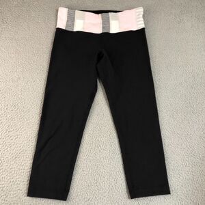 Lululemon Leggings Women 6 Black Carpi Yoga Gym Workout Logo Activewear Athletic
